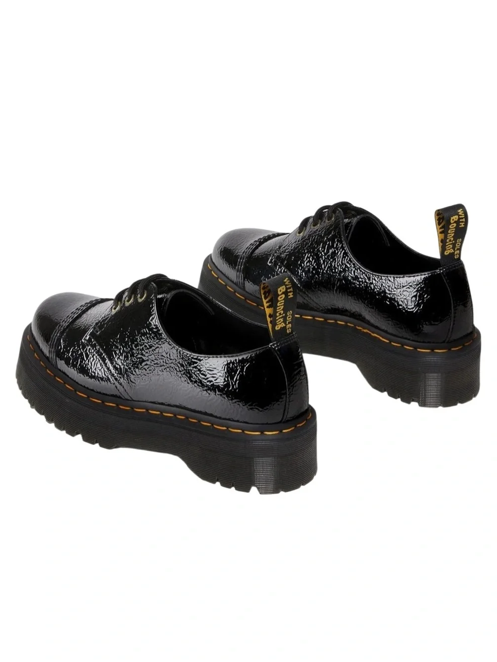 NEW Dr. Martens 1461 Quad TC black platforms distressed patent leather unisex
